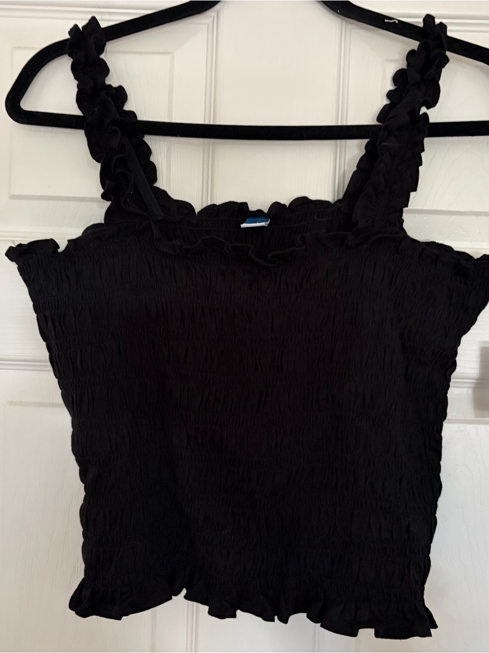 Old Navy Black Smocked Ruffle-Trim Tank